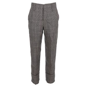 Brunello Cucinelli Houndstooth Hose aus mehrfarbigem Leinen 7833184763964