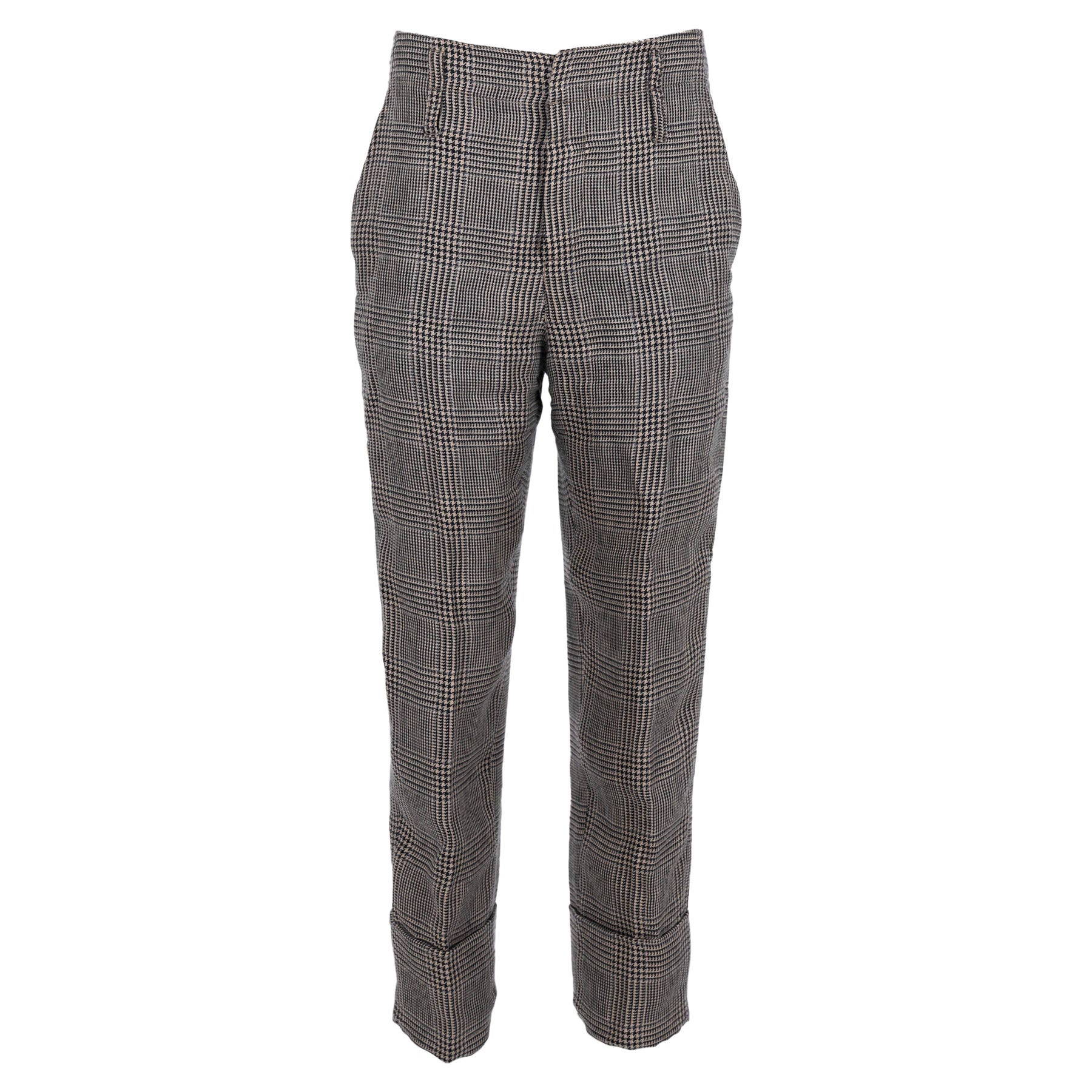 Brunello Cucinelli Houndstooth Hose aus mehrfarbigem Leinen
