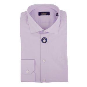 Cavalli Class Herren lila Kleid Hemden langen Ärmel mit Emb 7805819256892