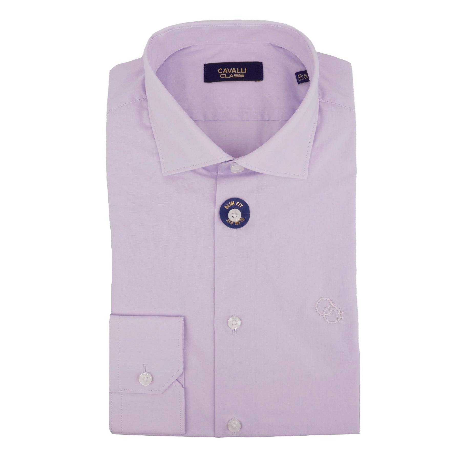 Cavalli Klasse Herren Lila Kleid Hemden Langarm mit Ember