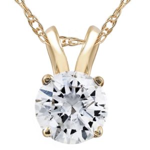 1 1/4ct Lab gewachsen Solitaire Diamant Anhänger Gelbgold Halskette