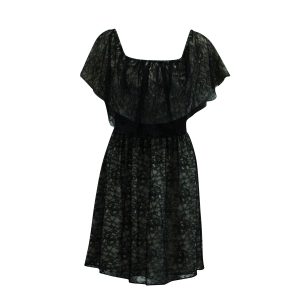 Alice + Olivia Kurzes Kleid mit Spitzenausschnitt aus schwarzem Nylon