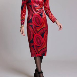 Dana Midi Samt Paisley Kleid in Multi