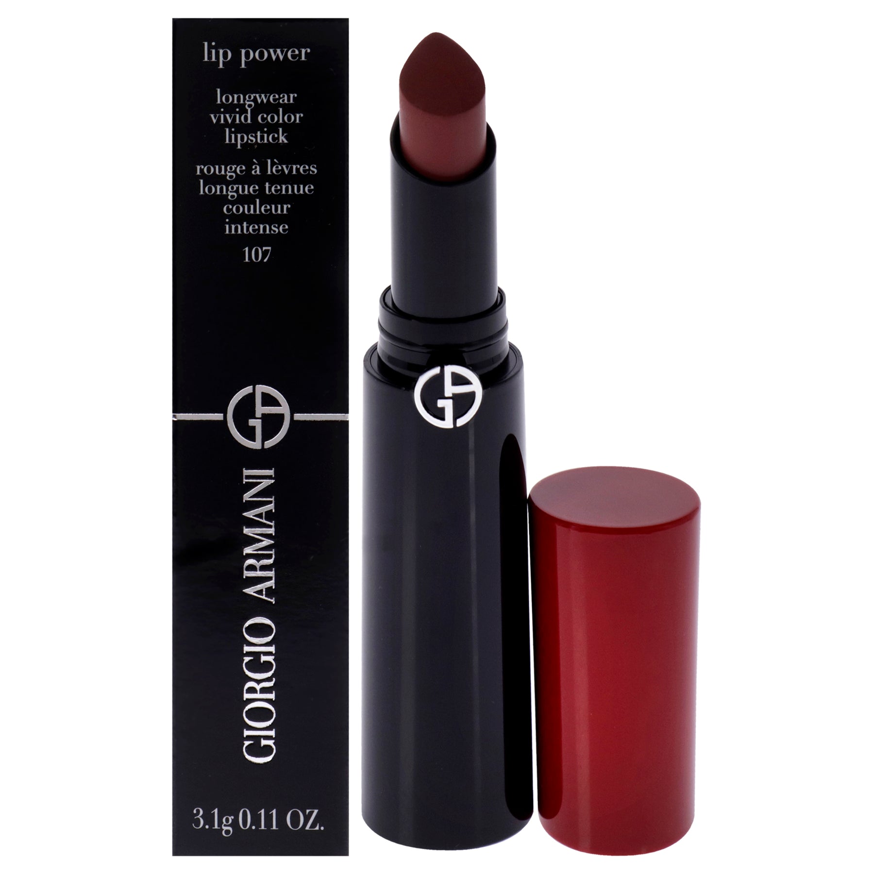 Lip Power Longwear Vivid Color Lippenstift – 107 weich Beige von Giorgio Armani für Damen – 0.11 oz Lippenstift