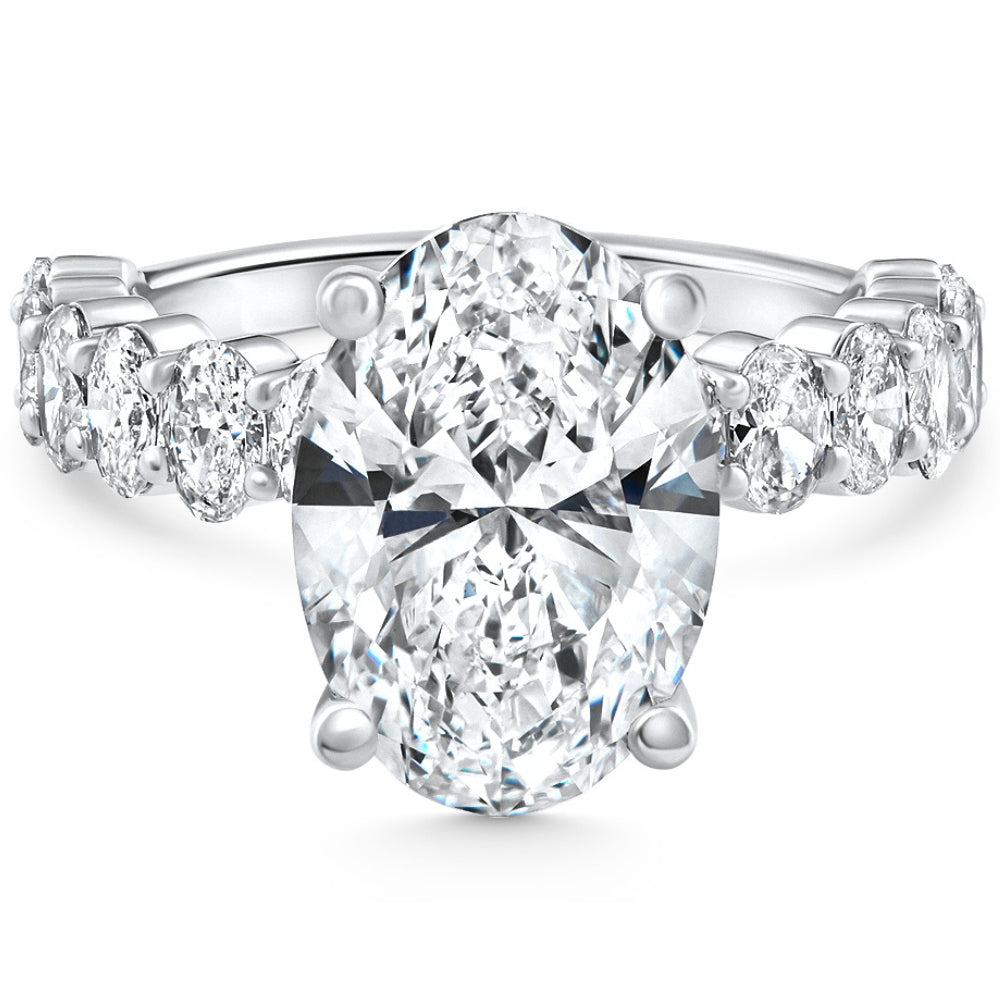 Zertifiziertes 6.51Ct oval Diamant Seite Stone Engagement 14k Weißgold Lab gewachsen