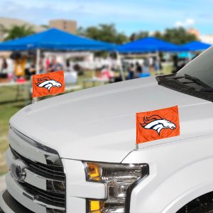 Fanmats Denver Broncos Ambassador Car Flags – 2 Pack mini auto flags, 4′′ x 6′′