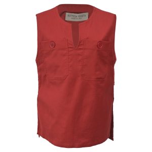 Bottega Veneta Pocket Detail ärmelloses Oberteil aus roter Baumwolle 7833151930428