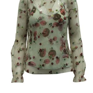 Luisa Beccaria florale bestickte Netzbluse aus mehrfarbigem Polyester 7833152061500