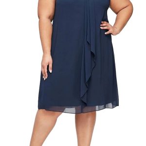 Halter Braid Bead Neck Chiffon Kleid in Marine