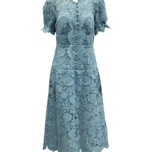 Self-Portrait Guipure Lace blaues Midikleid aus blauem Polyester 7833158778940