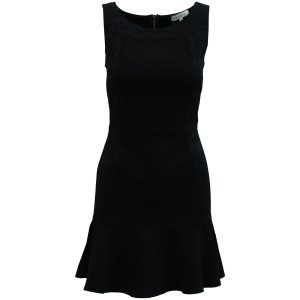 Sandro Paris ärmellose schwarze Spitze Detail Kleid aus schwarzem Polyester 7833167593532
