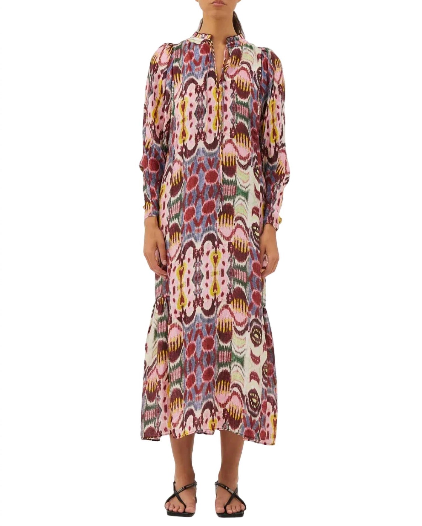 Olite Eugenia langes Kleid in rosa Drucken 2