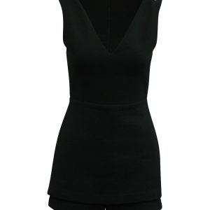 Maje Irisa ärmellosen Spielanzug aus schwarzem Polyester 7833168740412