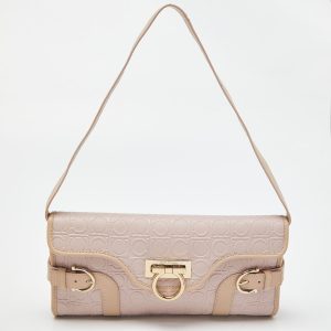 Salvatore Ferragamo Signature beschichtet Canvas und Leder Schultertasche