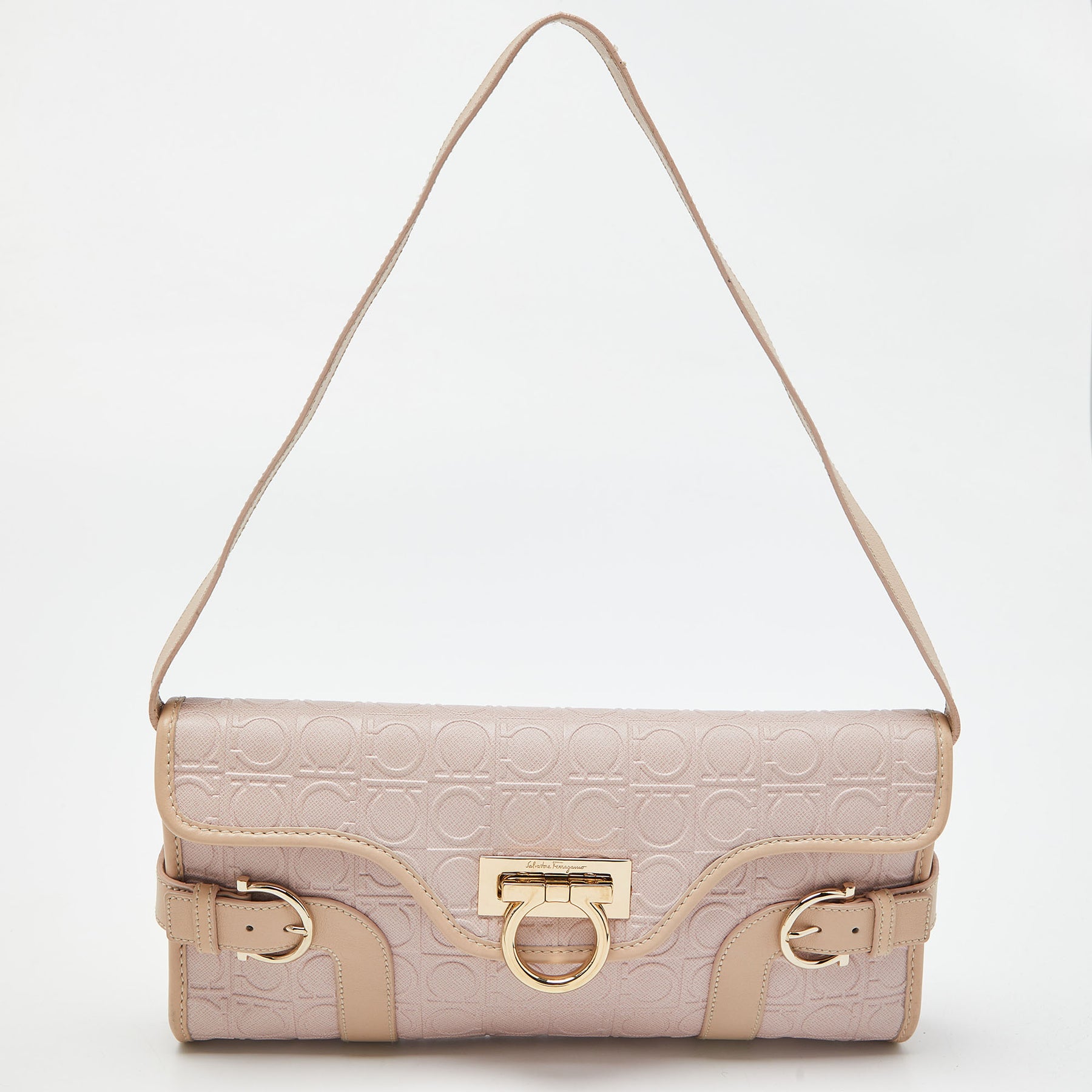 Salvatore Ferragamo Signature beschichtet Canvas und Leder Schultertasche