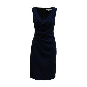 Diane Von Furstenberg ärmelloses drapiertes kurzes Kleid aus Marineblau Polyester 7833169952828