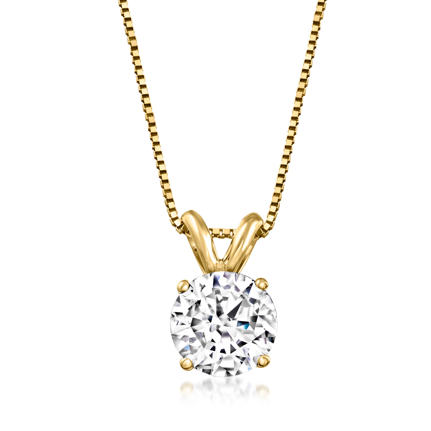 Ross-Simons Diamant-Solitaire-Halskette aus 14kt Gelbgold