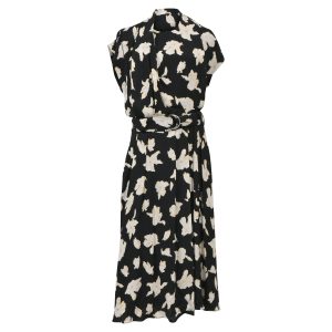 Proenza Schouler Belted Georgette-Midi-Kleid aus Blumendruck in schwarzer Viskose 7833159106620