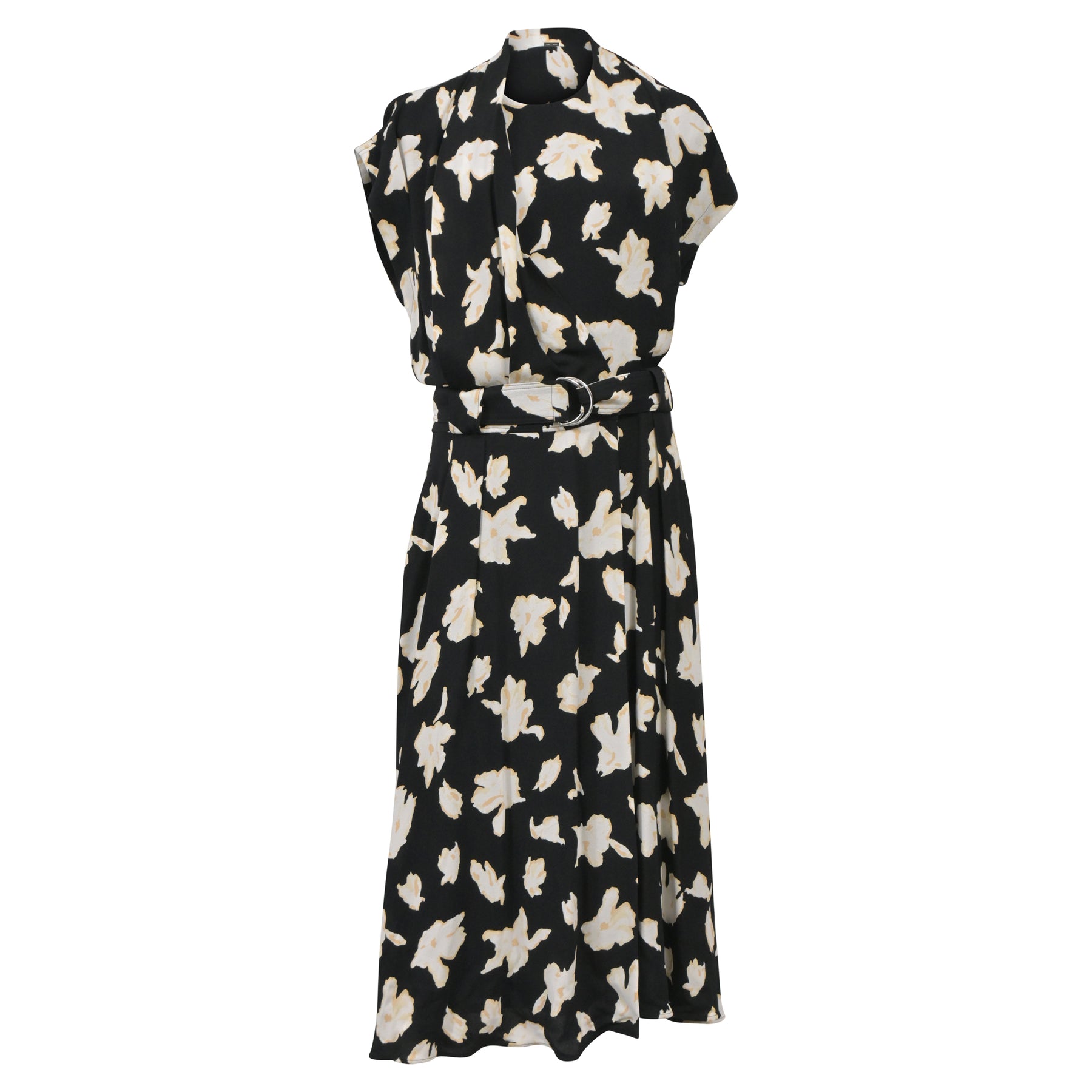 Proenza Schouler Kleid mit Blumenmuster Georgette Midi-Kleid in schwarzer Viskose