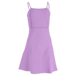 Sandro Paris Mini elize kristall-gebelliges Strickkleid in lila Viskose 7833169199164