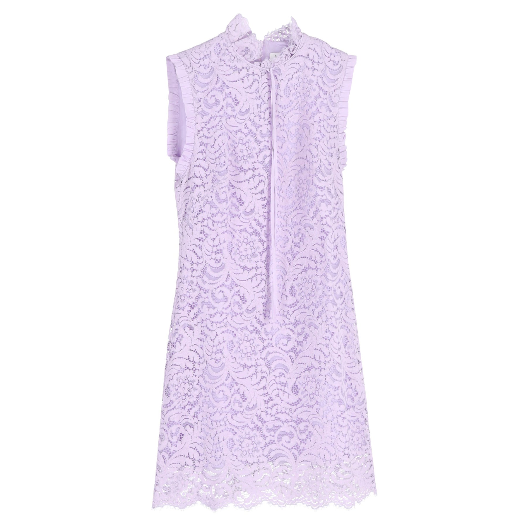 Sandro Paris Mini Golda Ribbon Detail Spitzenkleid aus lila Baumwolle