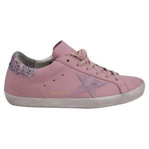 Golden Goose Super-star with Glitter Fersenablage Low-top Sneakers aus rosa Leder 7833152749628