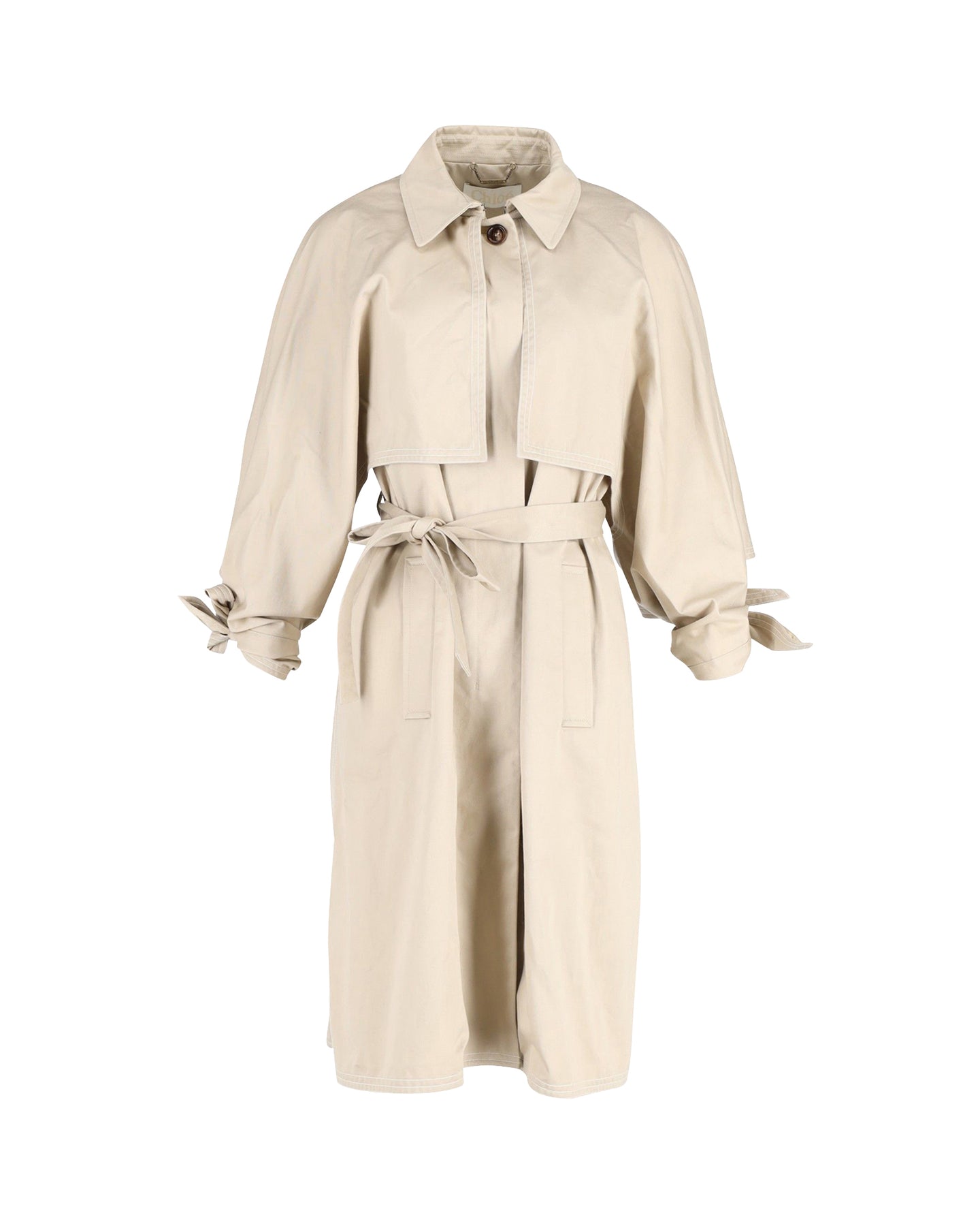 Chloe Gestreifter Trenchcoat aus beiger Baumwolle