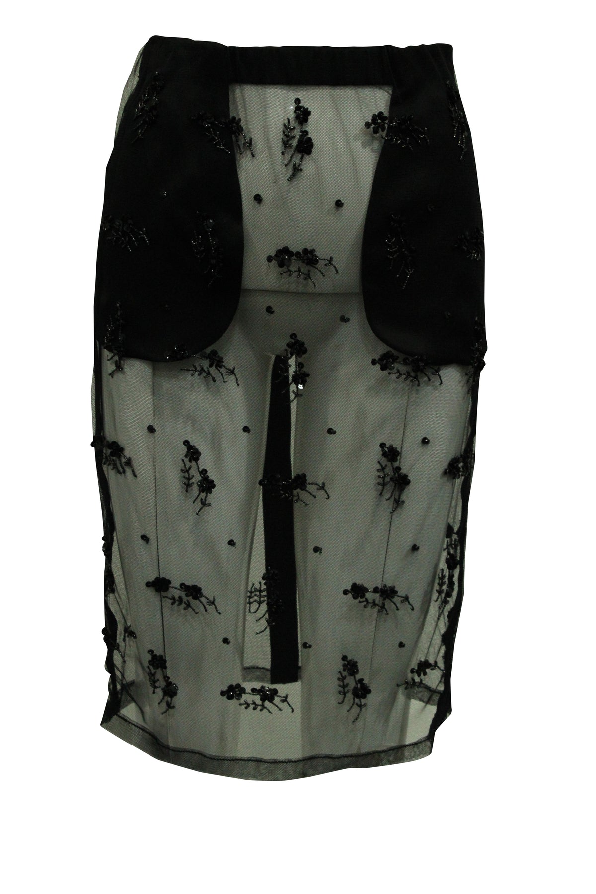 N.21 Gestickter Mesh Rock aus schwarzem Polyester