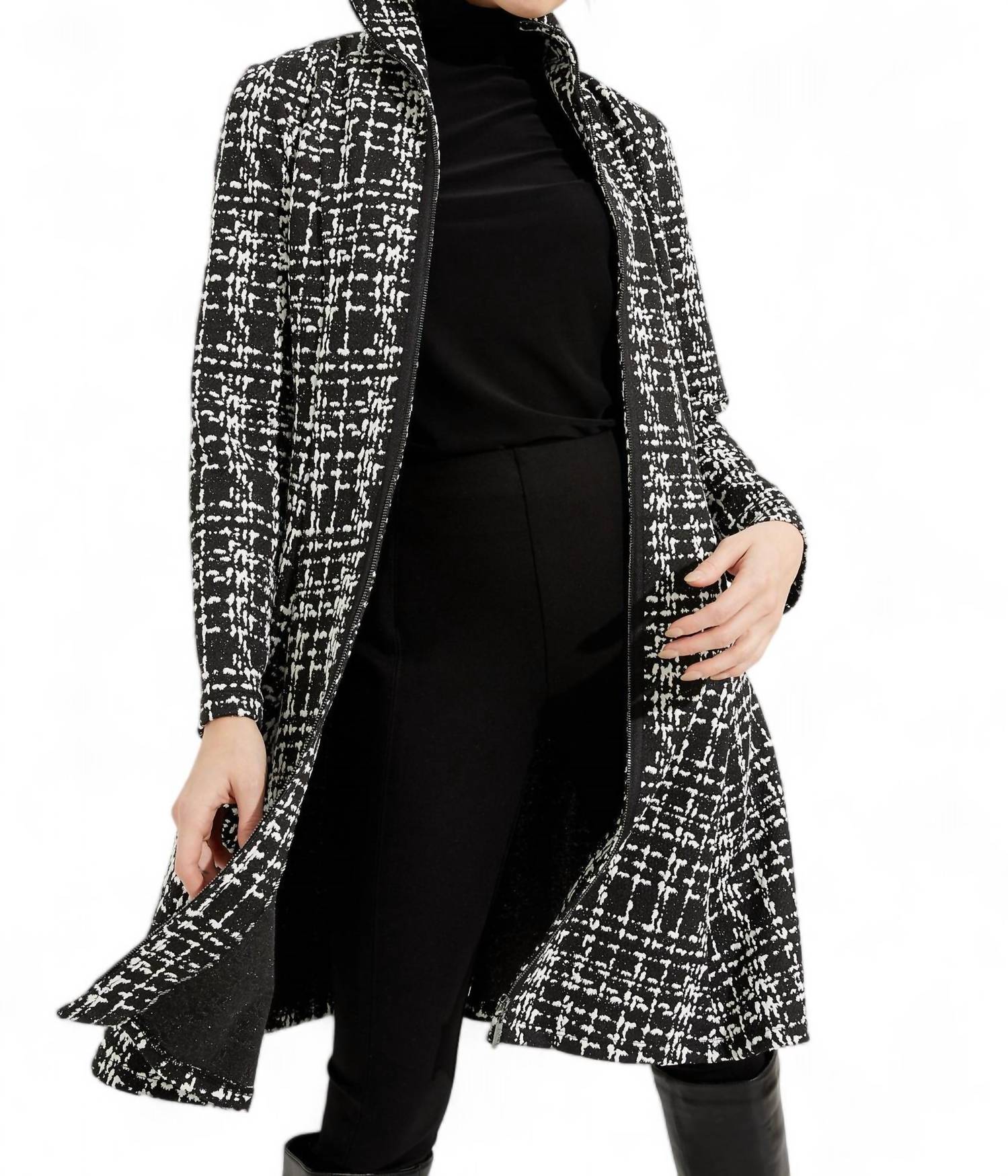 Karierter Mantel in Schwarz & Weiß