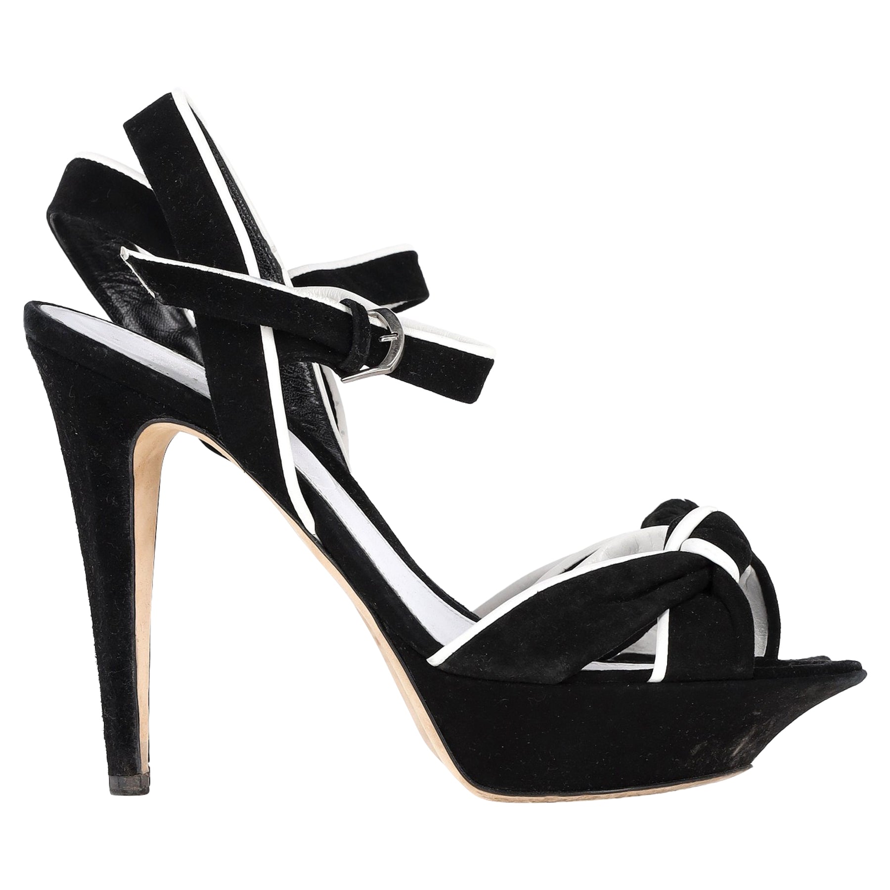 Sergio Rossi Schleifendetail Detail Plattform Sandale Absätze in schwarz Veloursleder 7833153011772