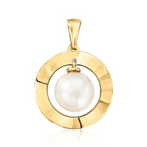 Ross-Simons Anhänger mit 8-8.5mm großen Perlen in 14kt Gelbgold