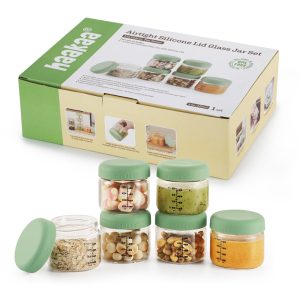 Haakaa Vorratsdosen-Set aus versiegeltem Glas – 6 x 4-Unzen-Glasdosen