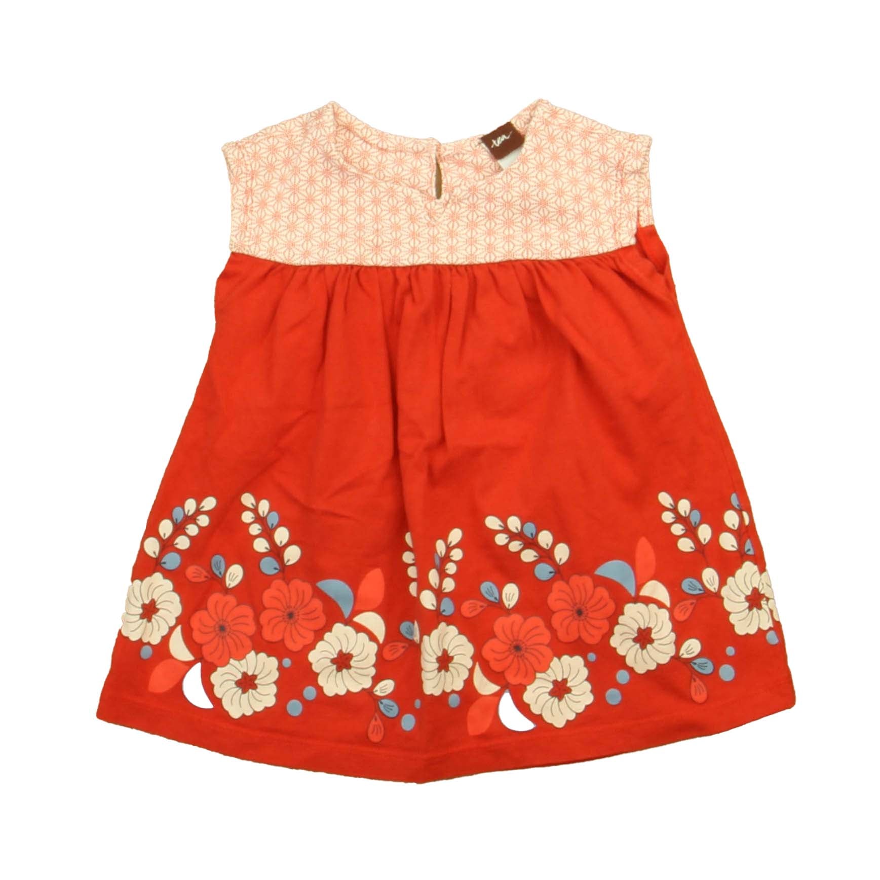 Tee Mädchen Weiß – Rot – Blau Blumenkleid