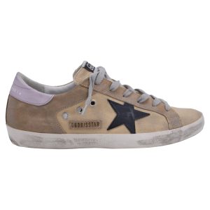 Golden Goose Superstar Low-Top Sneakers in brauner Leinwand und Wildleder 7833152946236
