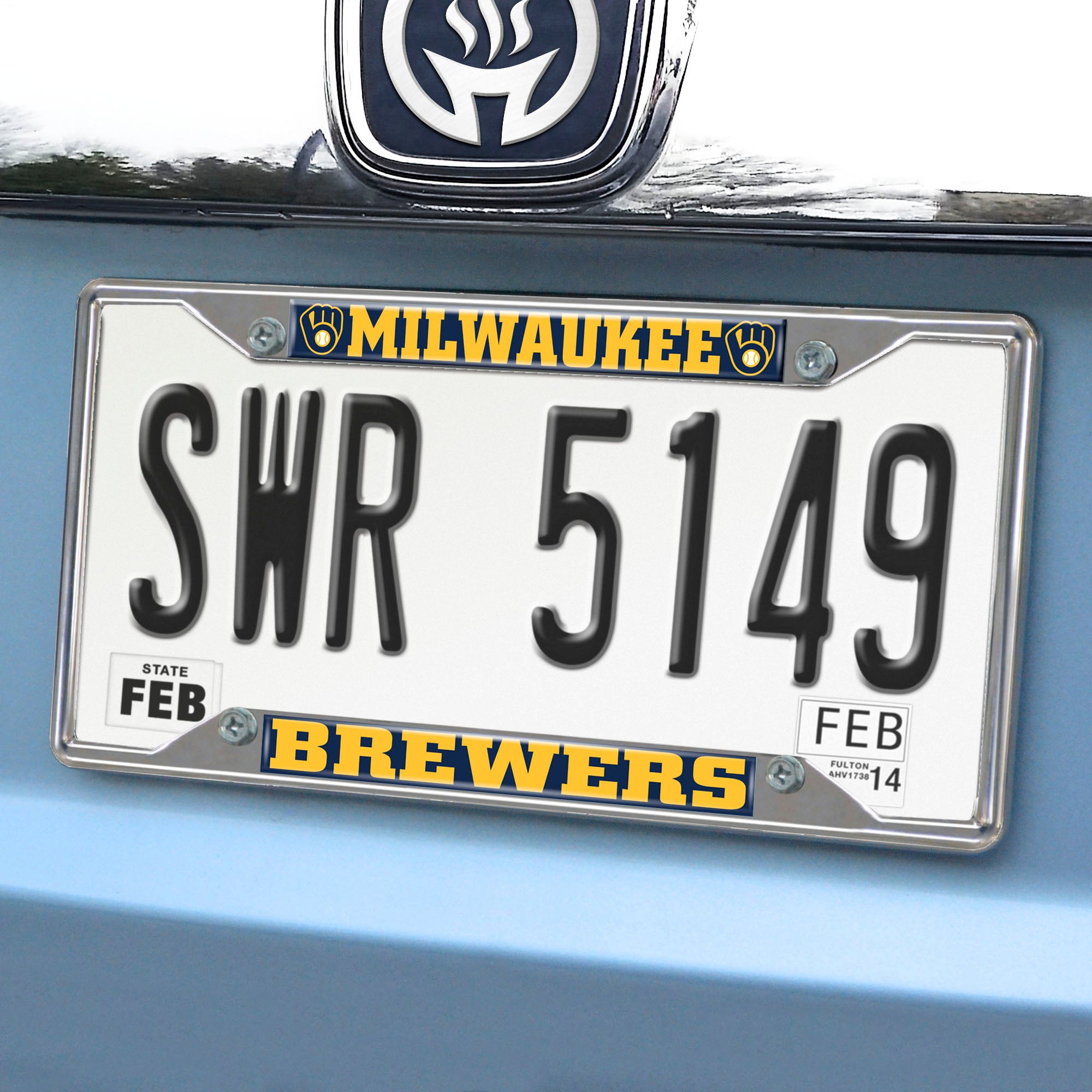 Fanmats Milwaukee Brewers Chrom Metall Nummernschild Rahmen, 6,25′′ x 12,25′′