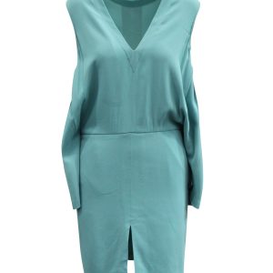 Stella McCartney Open Back Midikleid mit Schlitz in blauer Rayon 7833172181052