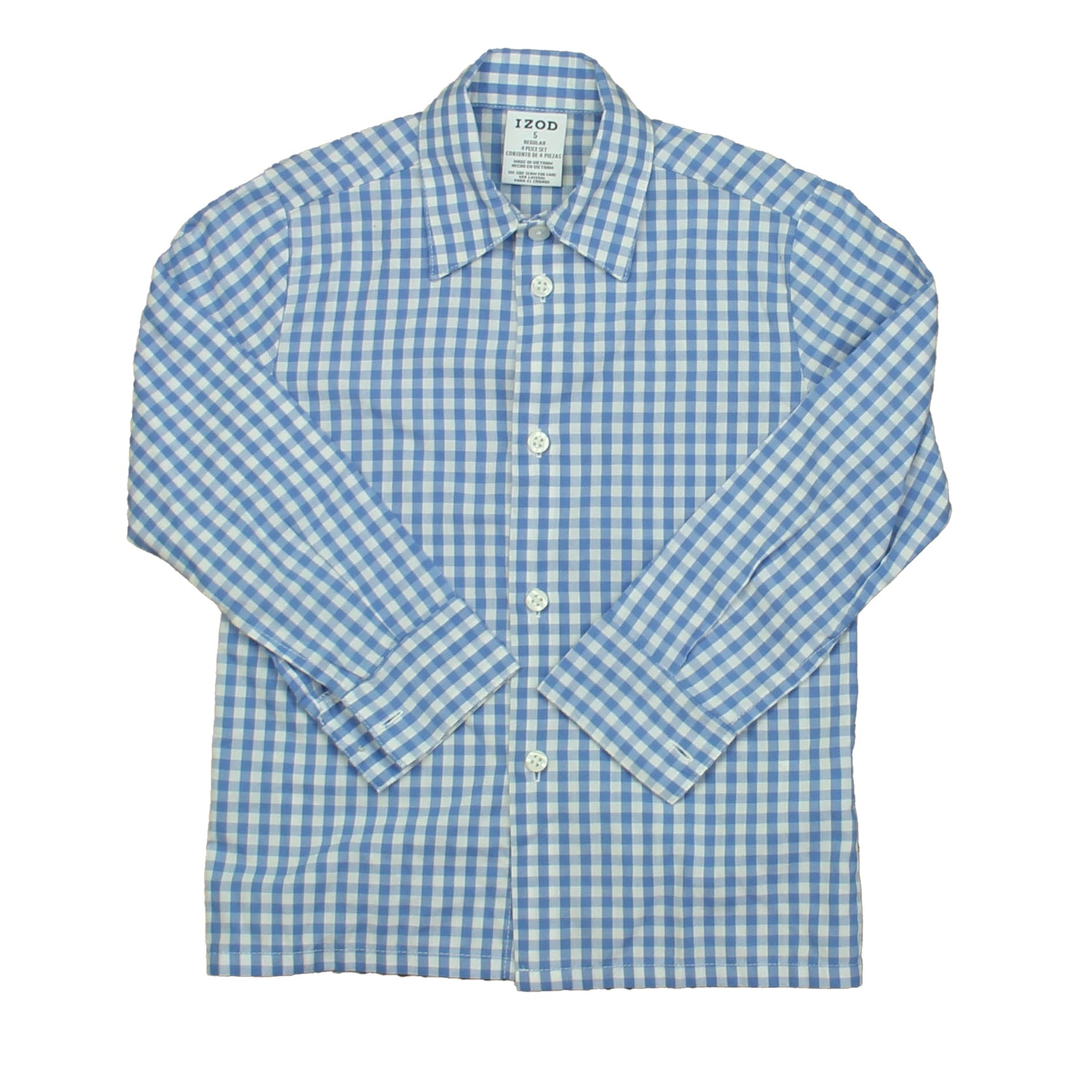 Izod Jungen Blau – Weiß mit Knopfleiste Langarm