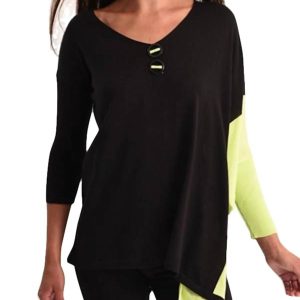 Neon Panel Slit Oversize Tunic in schwarz/lime