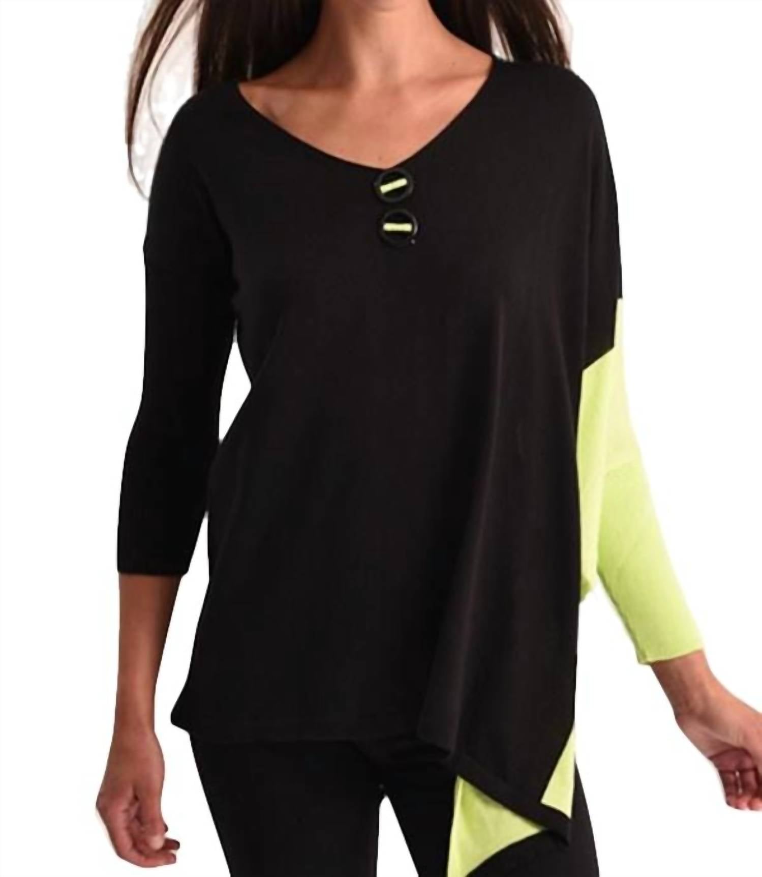 Neon Panel geschnittene Oversize Tunika in Schwarz/Limette