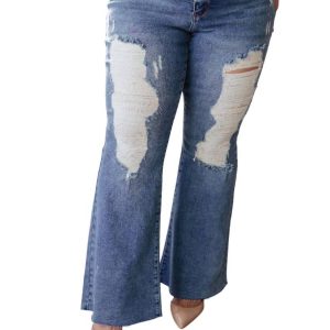 hoher Bund schwere zerstörer leak Jeans in mittel waschen 7704742690876