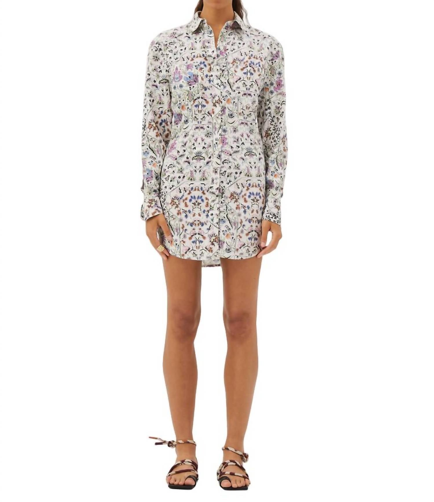 Valongo Rubi Hemdkleid in weiß mit Blumenmuster