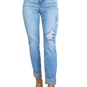 Mid Rise bekümmerte Freund Jeans in mittlerer Waschung 7704743215164