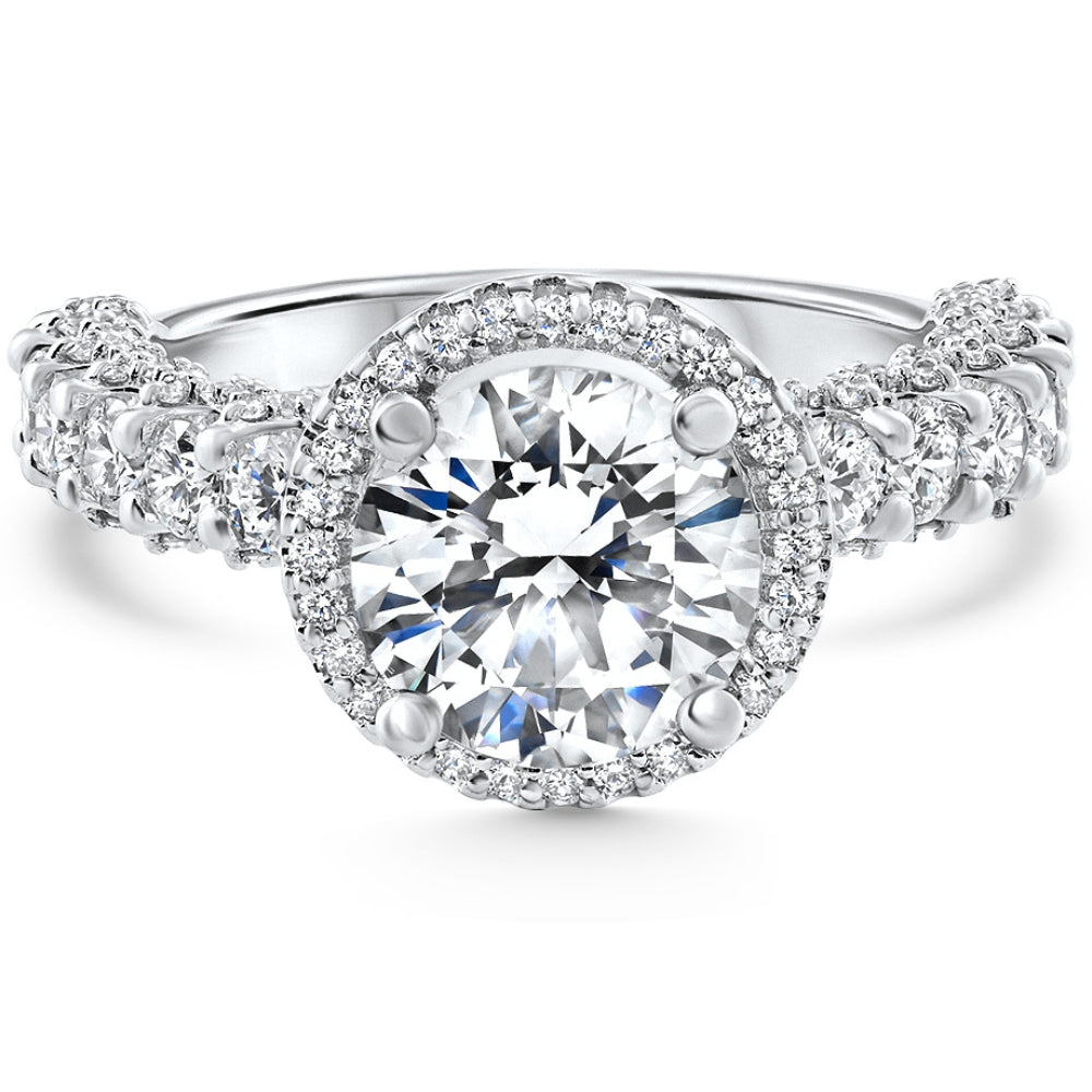 Zertifiziertes 3.18Ct Pave rund Diamant Engagement 14k Weißgold Lab Gewachsen