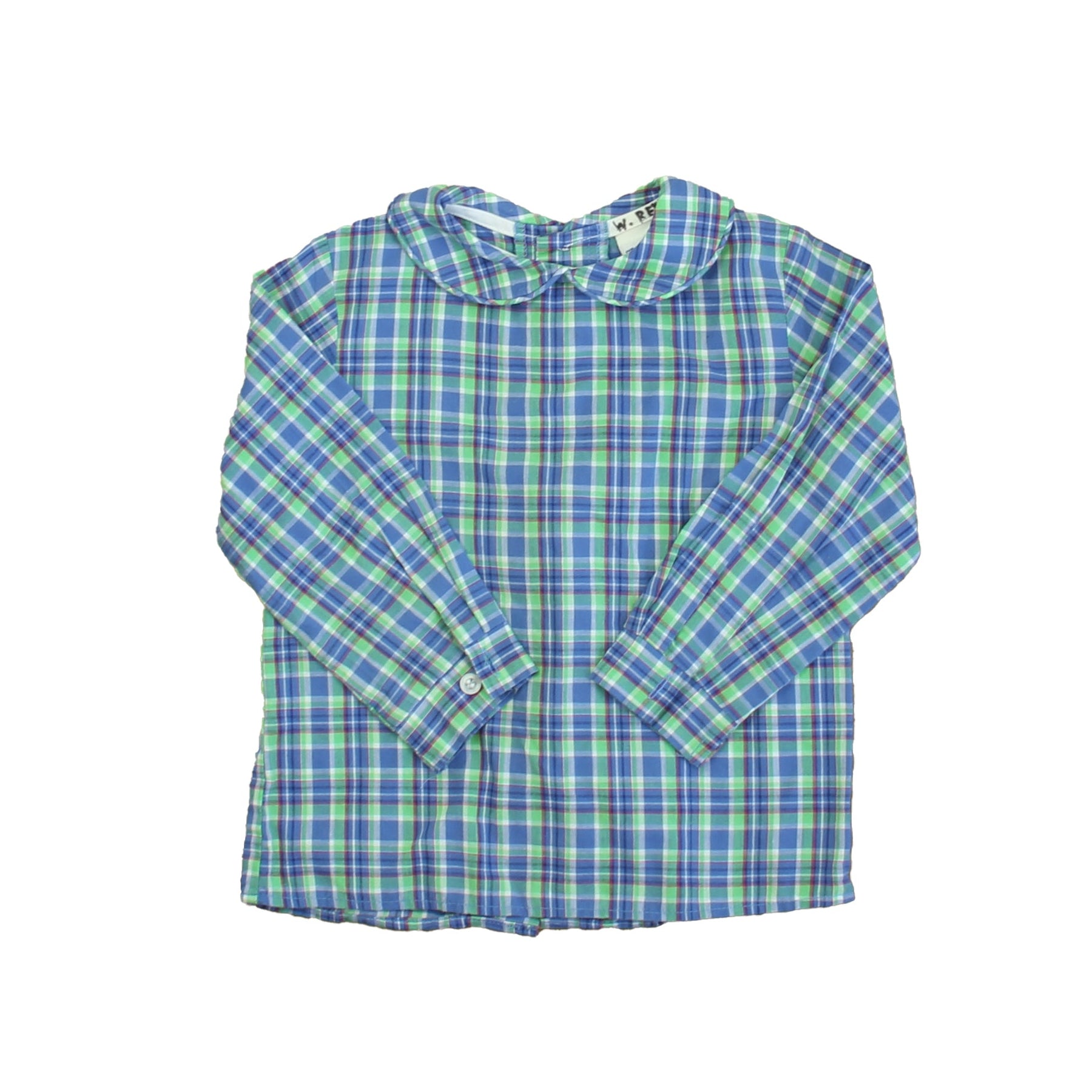 Die Bailey Jungen Jungen Blau – Grün kariert mit Knopfleiste Langarm