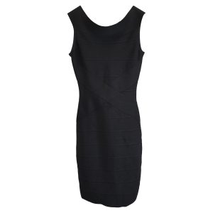 Herve Leger Mini schulterfrei Verbandskleid in schwarz rayon 7833161203772