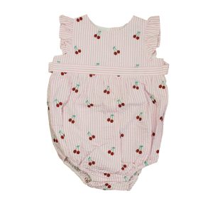 Classic Prep Mädchen Kirschen auf rosa Streifen Jumpsuit 7805826007100
