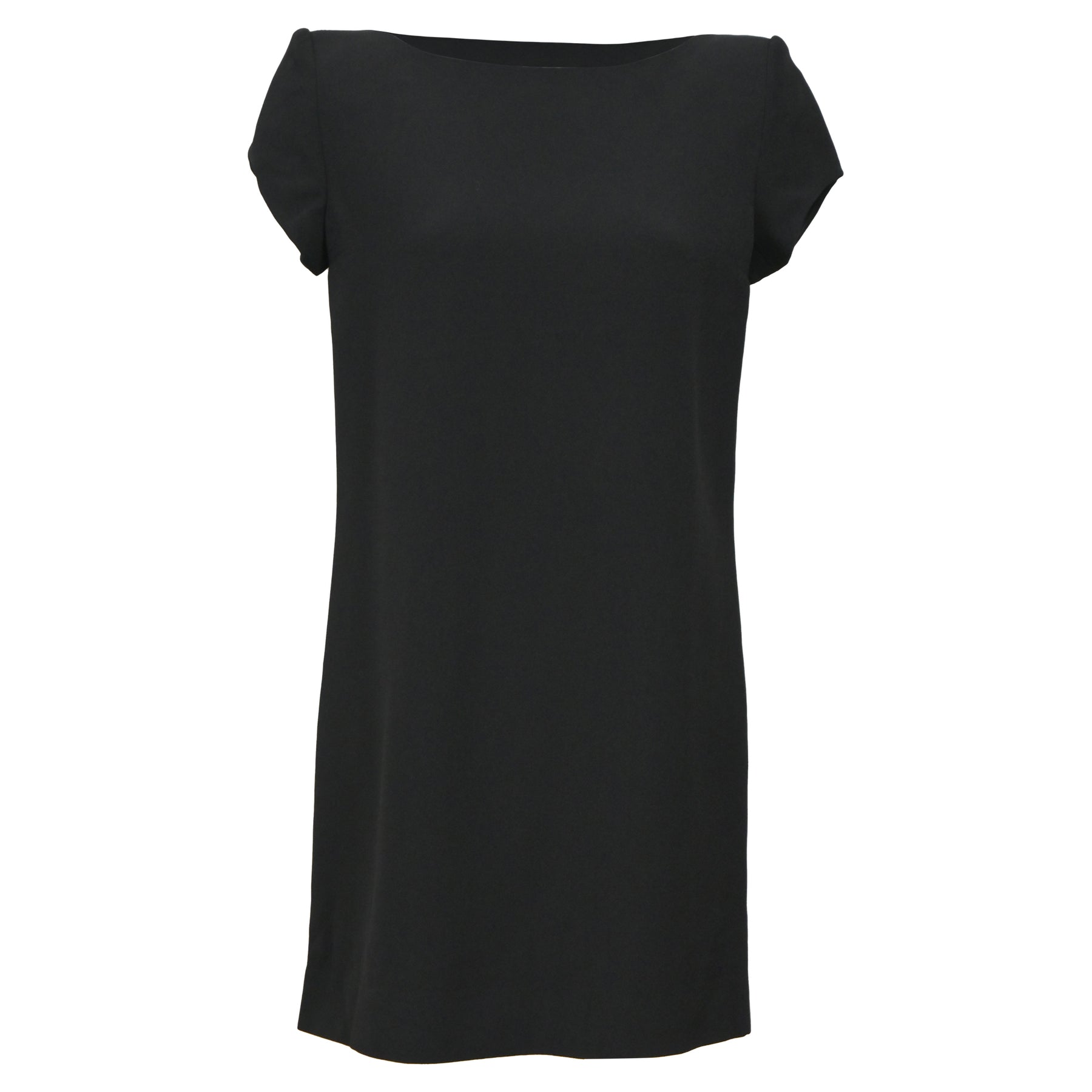 Saint Laurent Mini Weithals Kappe Ärmel Kleid aus schwarzer Wolle