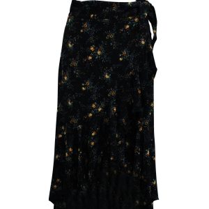 Sandro Asymmetrischer Rock mit Blumenmuster aus schwarzer Viskose