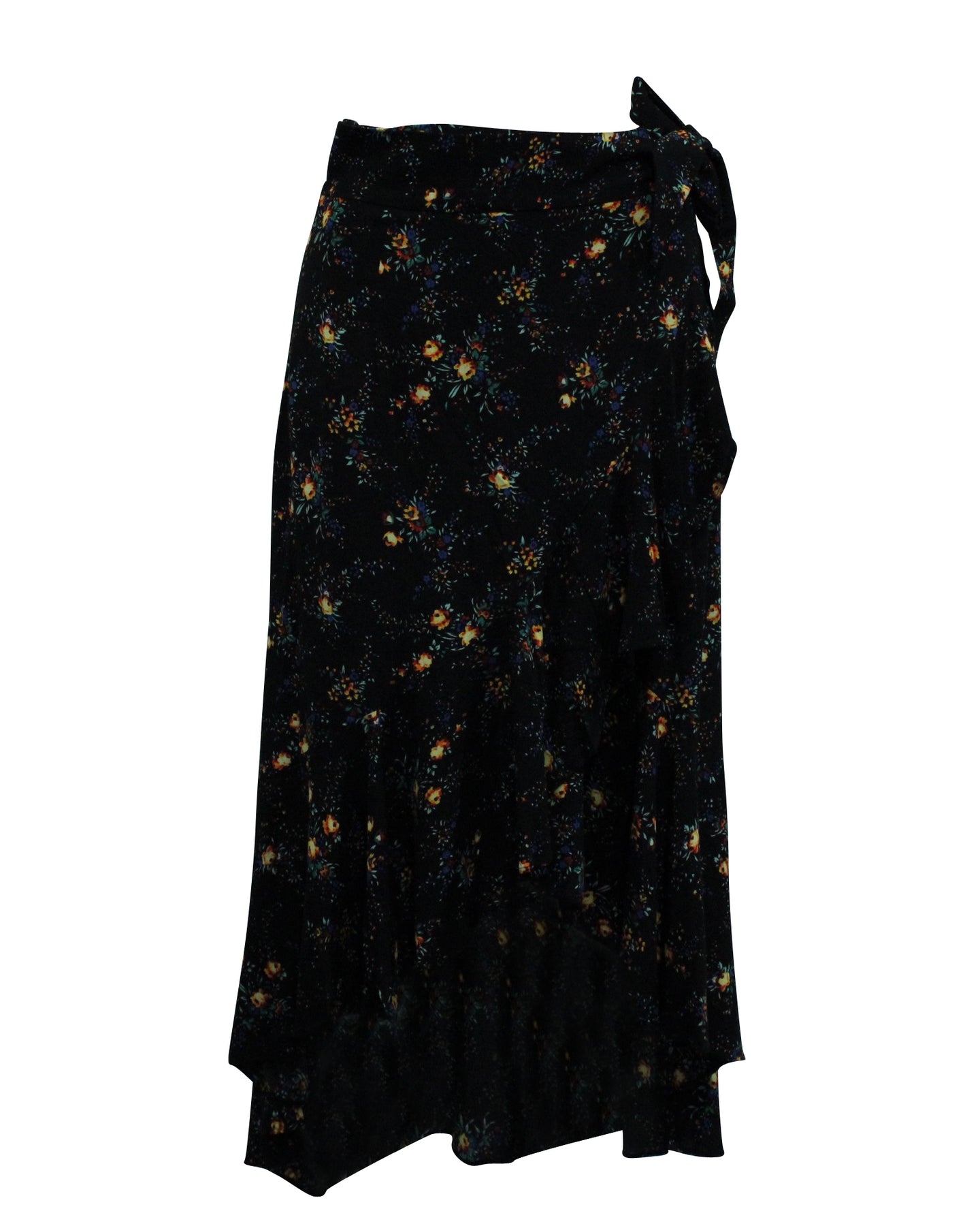 Sandro Asymmetrischer Rock mit Blumenmuster aus schwarzer Viskose