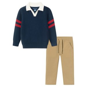 Andy & Evan Pullover mit Kragen und Hybrid-Hose